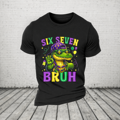 Mardi Gras Six Seven Bruh Mardigator Alligator 6 7 Meme Boys T Shirt