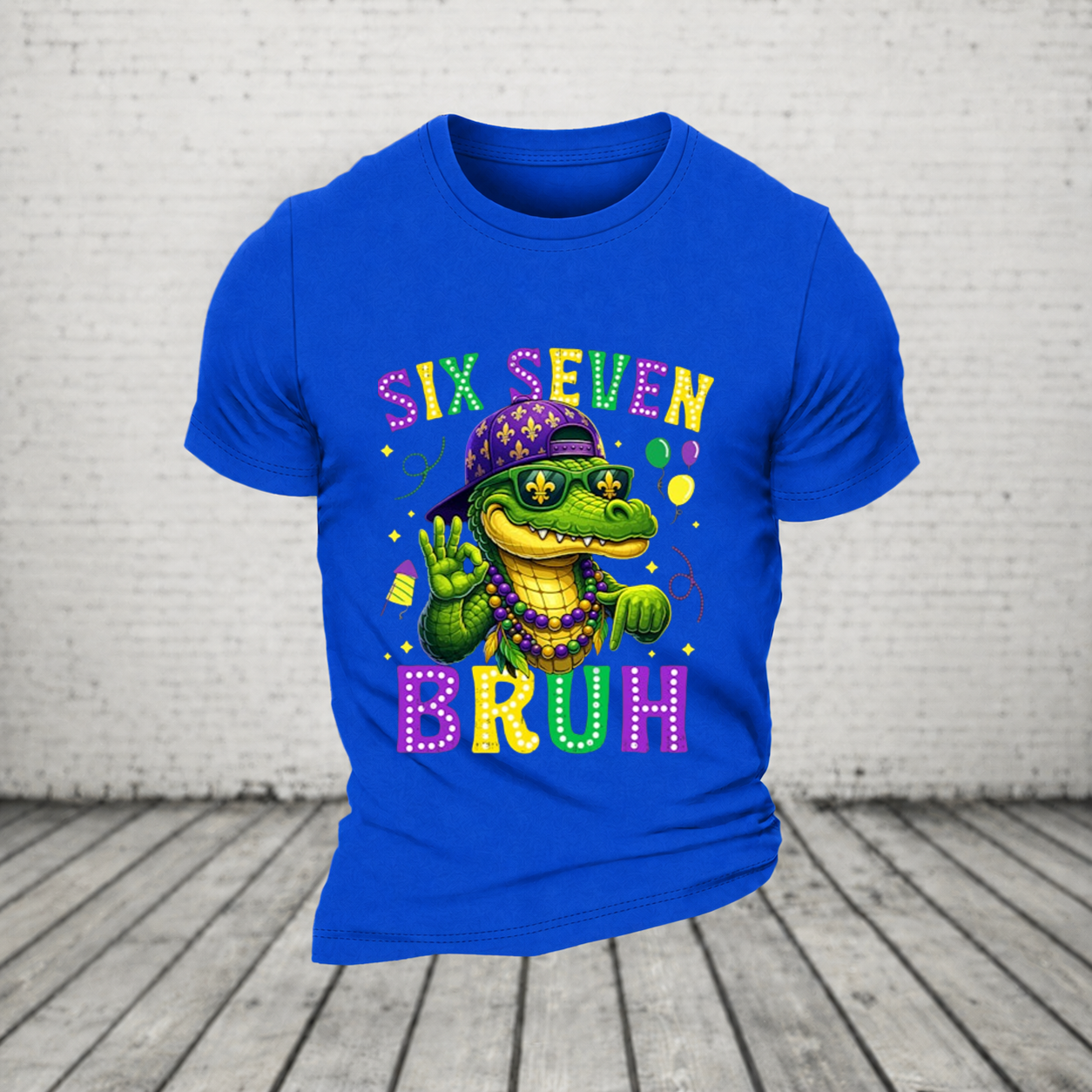 Mardi Gras Six Seven Bruh Mardigator Alligator 6 7 Meme Boys T Shirt