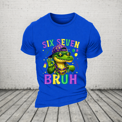 Mardi Gras Six Seven Bruh Mardigator Alligator 6 7 Meme Boys T Shirt