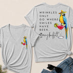 "Wrinkles Only Go Where Smiles Have Been" – Jimmy Buffett Tribute V-Neck Tee