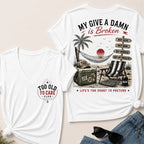 My Give A Damn Is Broken Too Old To Care Club V-Neck T-Shirt