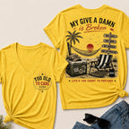 My Give A Damn Is Broken Too Old To Care Club V-Neck T-Shirt