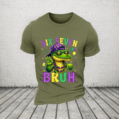 Mardi Gras Six Seven Bruh Mardigator Alligator 6 7 Meme Boys T Shirt