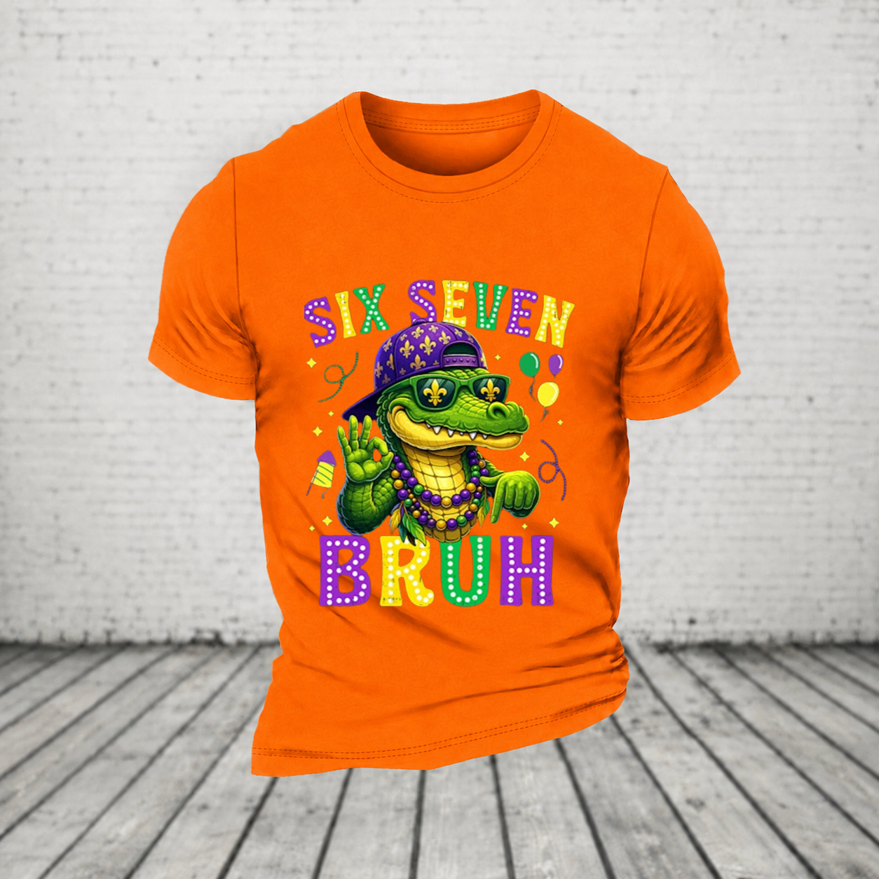 Mardi Gras Six Seven Bruh Mardigator Alligator 6 7 Meme Boys T Shirt