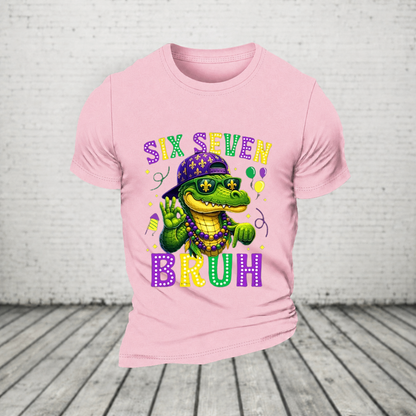 Mardi Gras Six Seven Bruh Mardigator Alligator 6 7 Meme Boys T Shirt