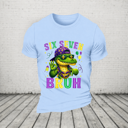 Mardi Gras Six Seven Bruh Mardigator Alligator 6 7 Meme Boys T Shirt