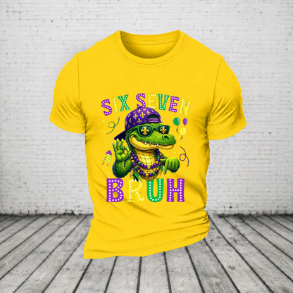 Mardi Gras Six Seven Bruh Mardigator Alligator 6 7 Meme Boys T Shirt